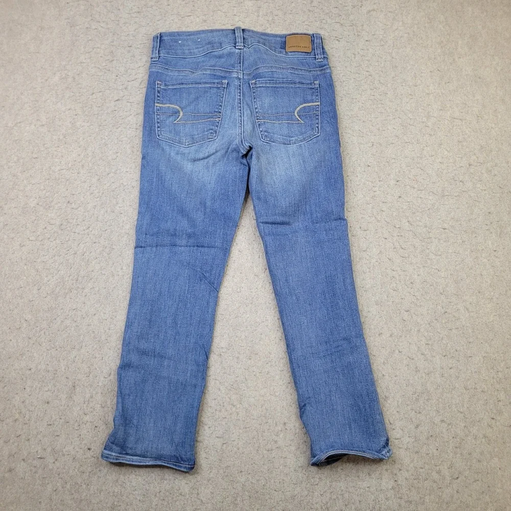 American Eagle Artist Crop Jeans Womens 2 Short Blue Next Level Stretch - Picture 6 of 13